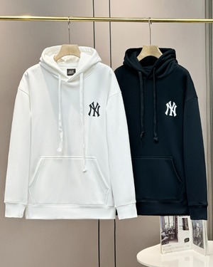 MLB Clothing Hoodies Black White Printing Unisex Hooded Top