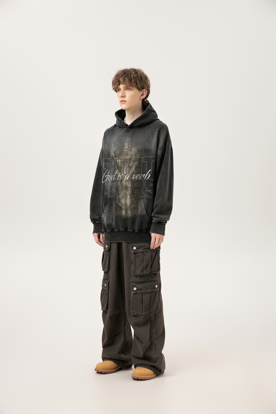 “Saint Michael Vintage Hoodie in Water Washing Black, Sizes M, L, XL” - 图片 3