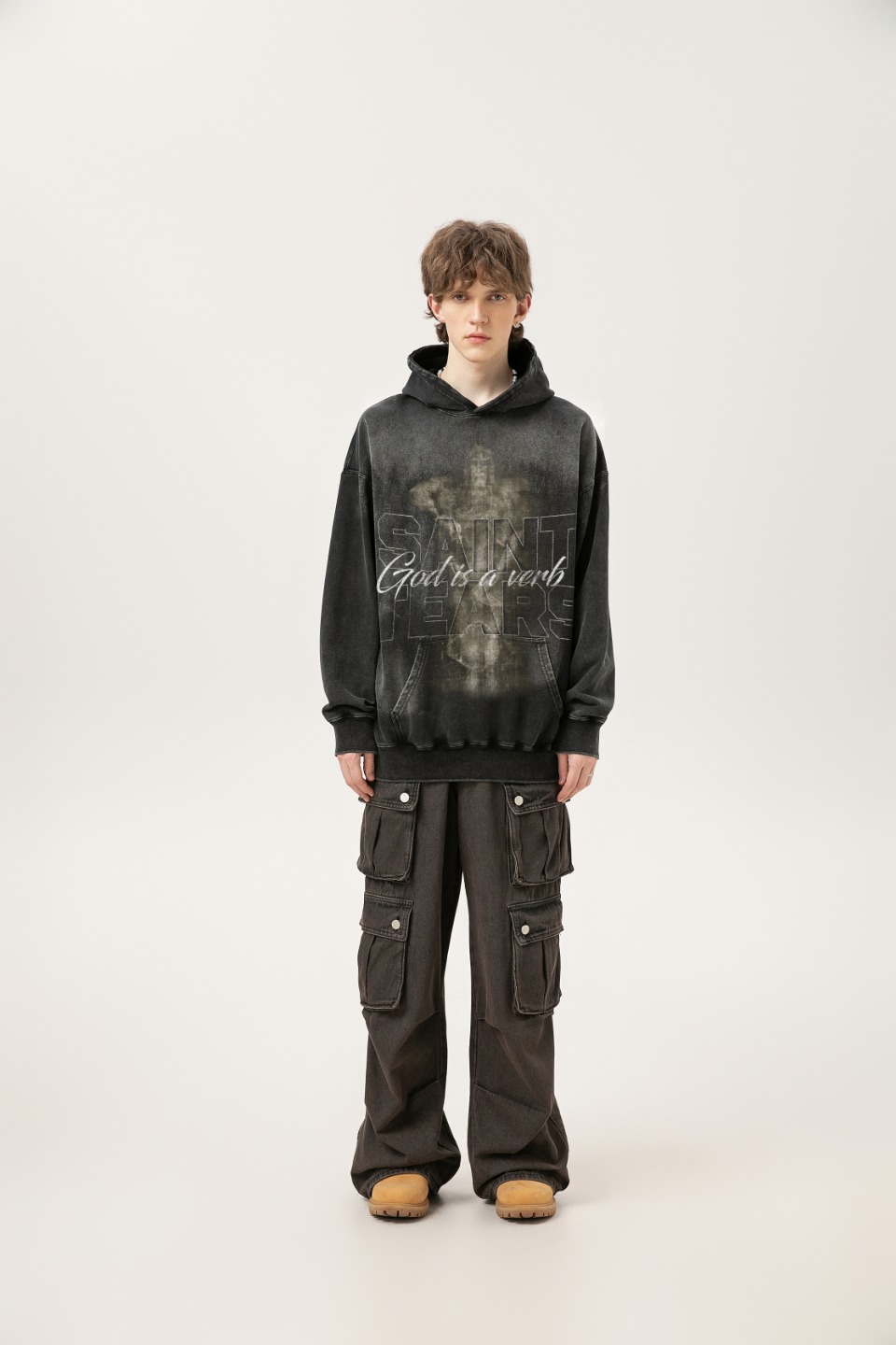 “Saint Michael Vintage Hoodie in Water Washing Black, Sizes M, L, XL” - 图片 4