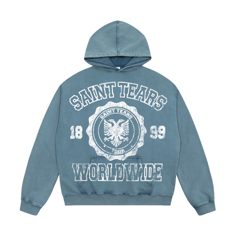 “Saint Michael Vintage Hoodie in Water-Washed Blue and Ash, Sizes M-XL” - 图片 3