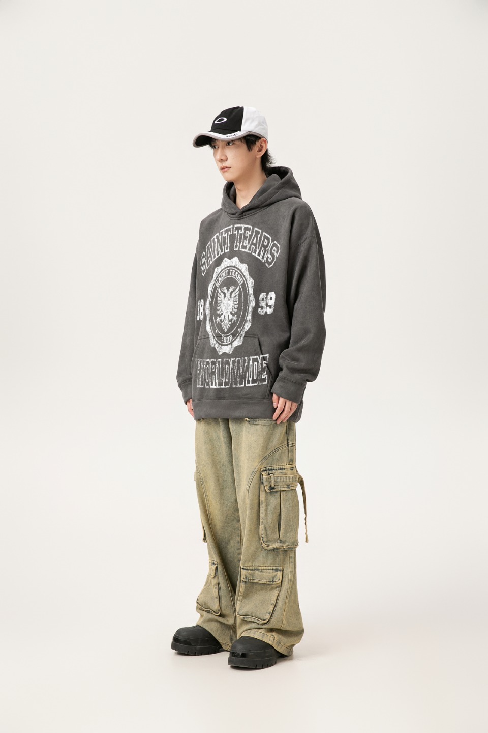 “Saint Michael Vintage Hoodie in Water-Washed Blue and Ash, Sizes M-XL” - 图片 6