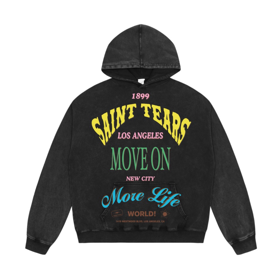 Saint Michael Vintage Hoodie in Ash Wash and Black Wash, 400g Salsa – Section SS WY7711. - 图片 2