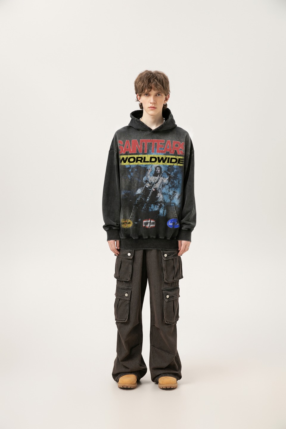 Saint Michael Water Vintage Hoodie: Laundry Black, Sizes M, L, XL - 图片 4