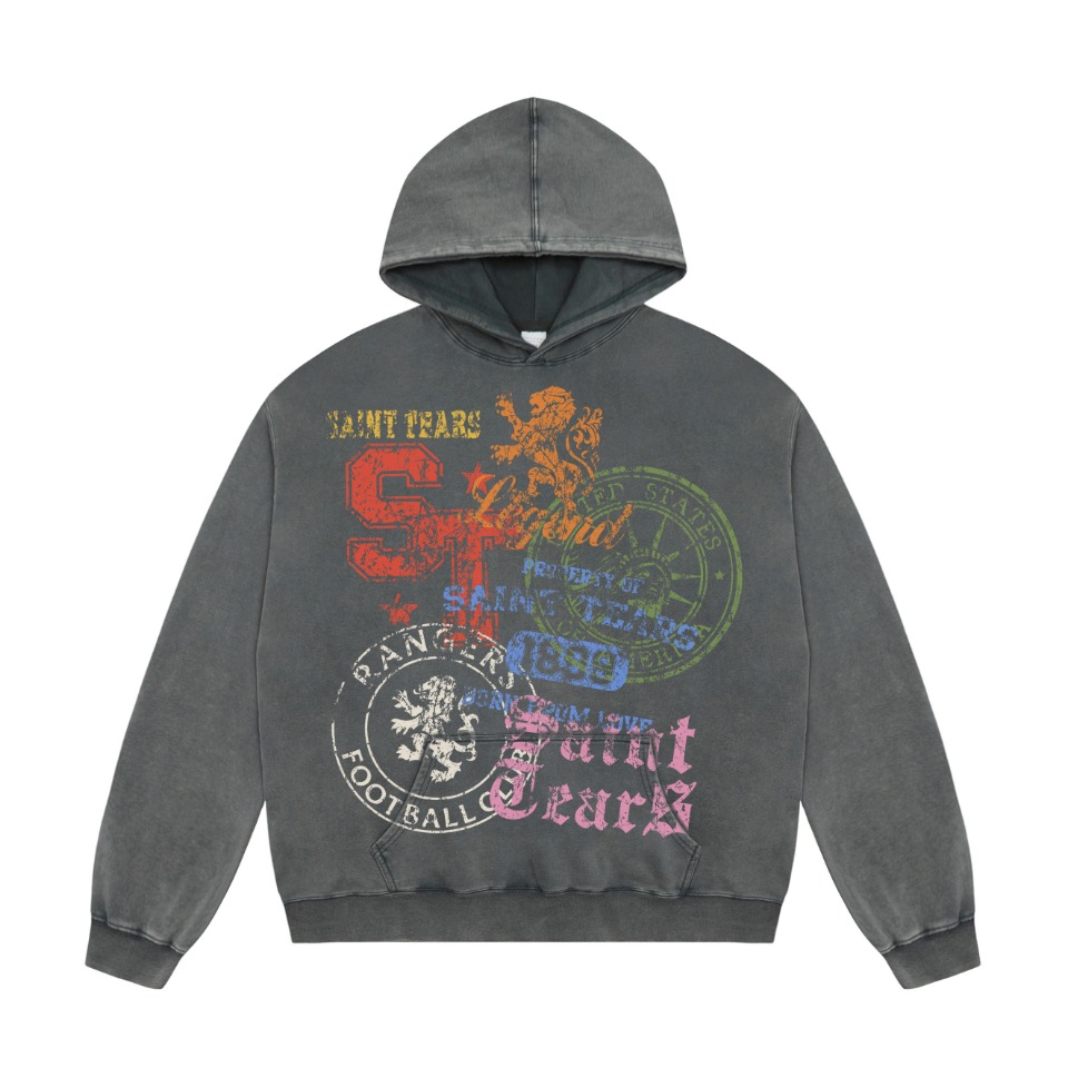 “Vintage Hoodie in Ash Wash, Saint Michael Water, 400g Salsa – Section SS WY7722”