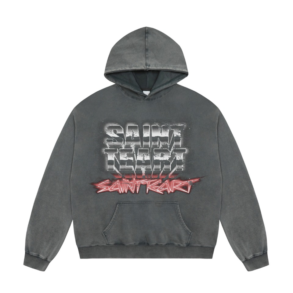 “Vintage Saint Michael Hoodie in Ash Wash, 400g Salsa – SS WY7723”