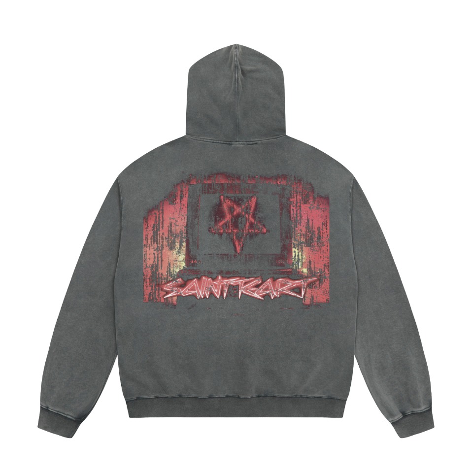 “Vintage Saint Michael Hoodie in Ash Wash, 400g Salsa – SS WY7723” - 图片 2
