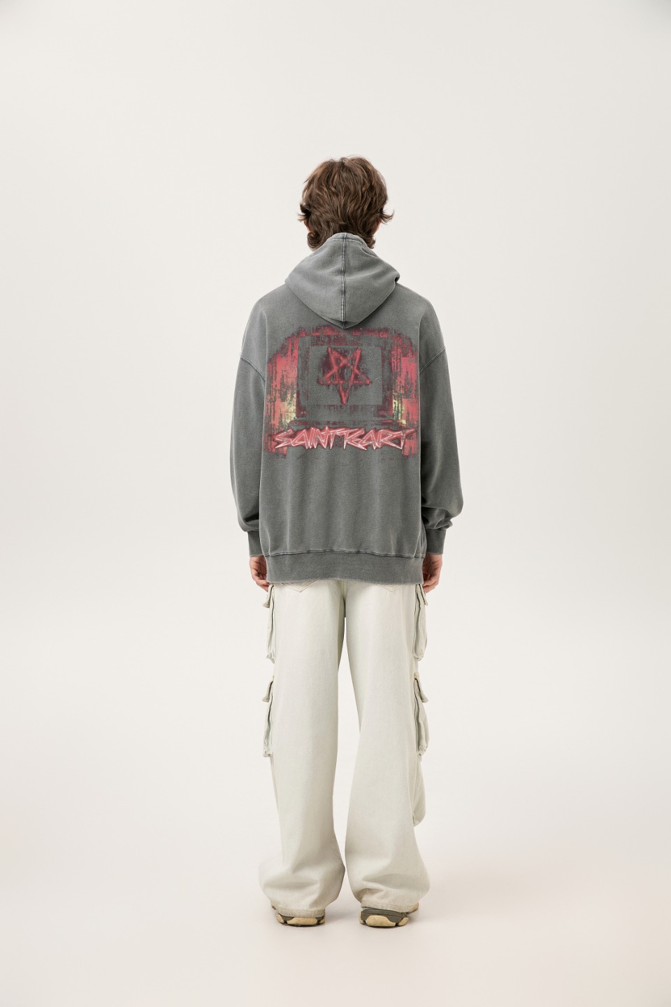 “Vintage Saint Michael Hoodie in Ash Wash, 400g Salsa – SS WY7723” - 图片 5