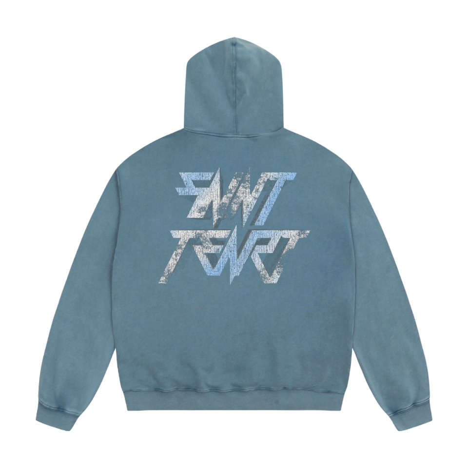 Vintage Water-Washed Saint Michael Hoodie in Blue and Ash, Sizes M-XL, Section SS WY7724. - 图片 5