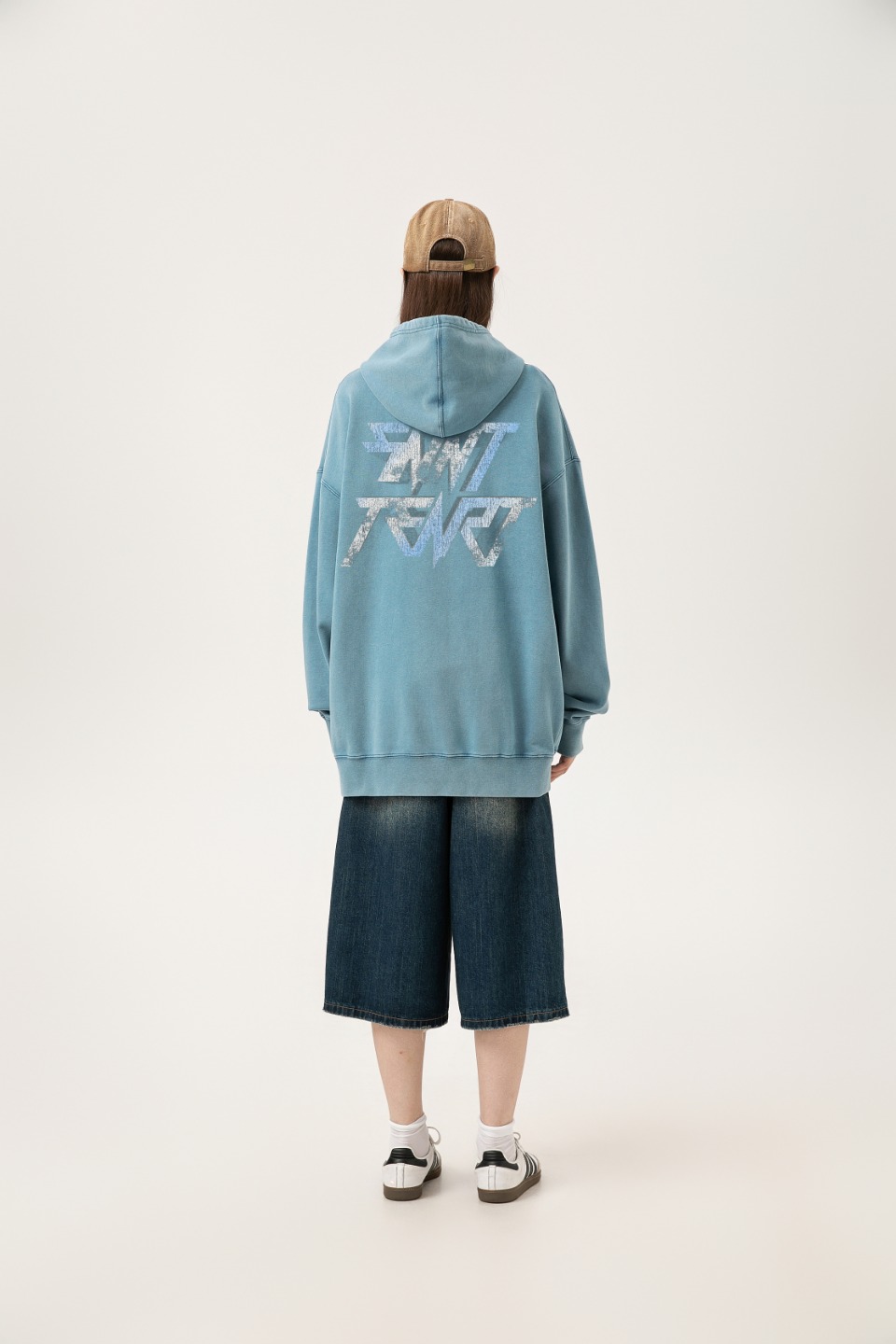 Vintage Water-Washed Saint Michael Hoodie in Blue and Ash, Sizes M-XL, Section SS WY7724. - 图片 7