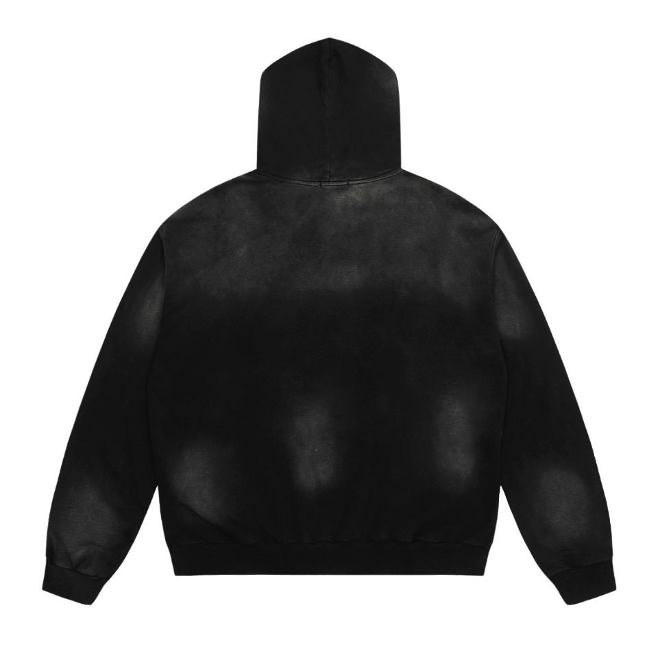Vintage Saint Michael Water-Washed Hoodie in Black, Sizes M, L, XL – Section SS WY7726 - 图片 2