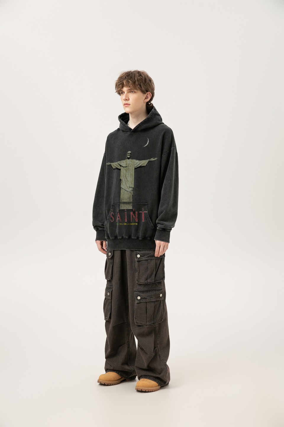 “Saint Michael Water Vintage Hoodie in Ash Wash and Black Wash, 400g” - 图片 9