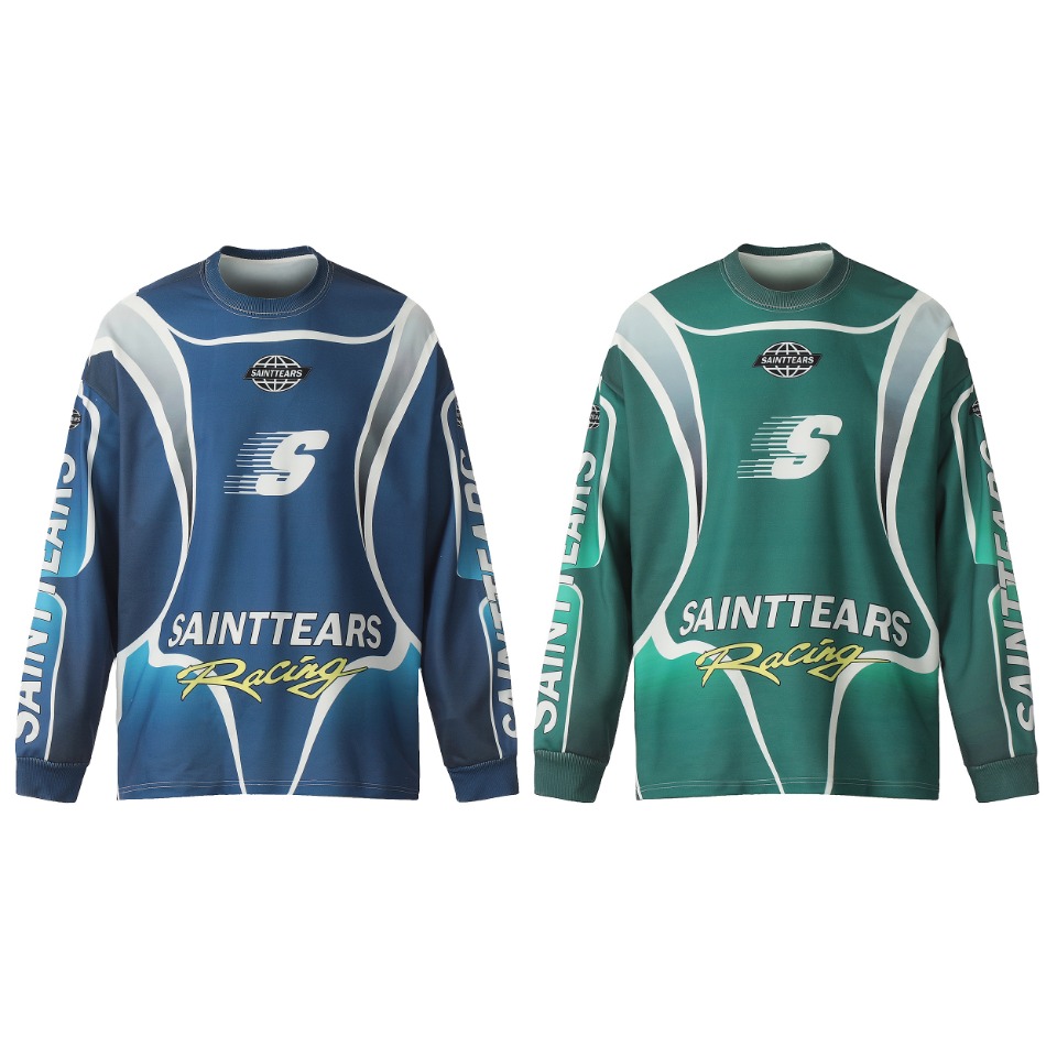Vintage Winter T-Shirts in Blue and Green, Saint Michael Collection, Sizes M-XL - 图片 1