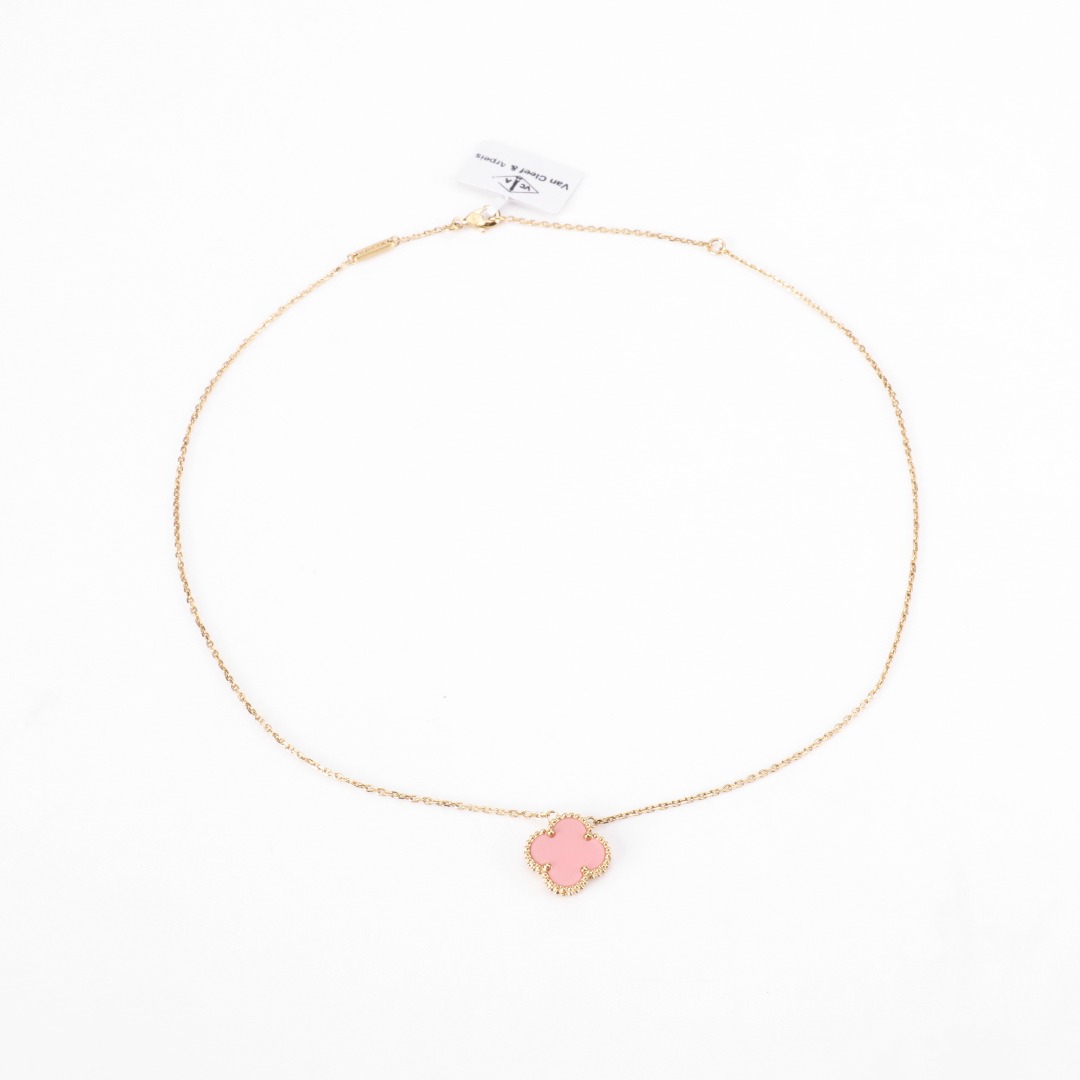 Van Cleef Arpels梵克雅宝VCA 经典四叶草项链 樱花粉 #纯银镀金版本 附全套包装,包装损坏扣除20元,谢谢谅解