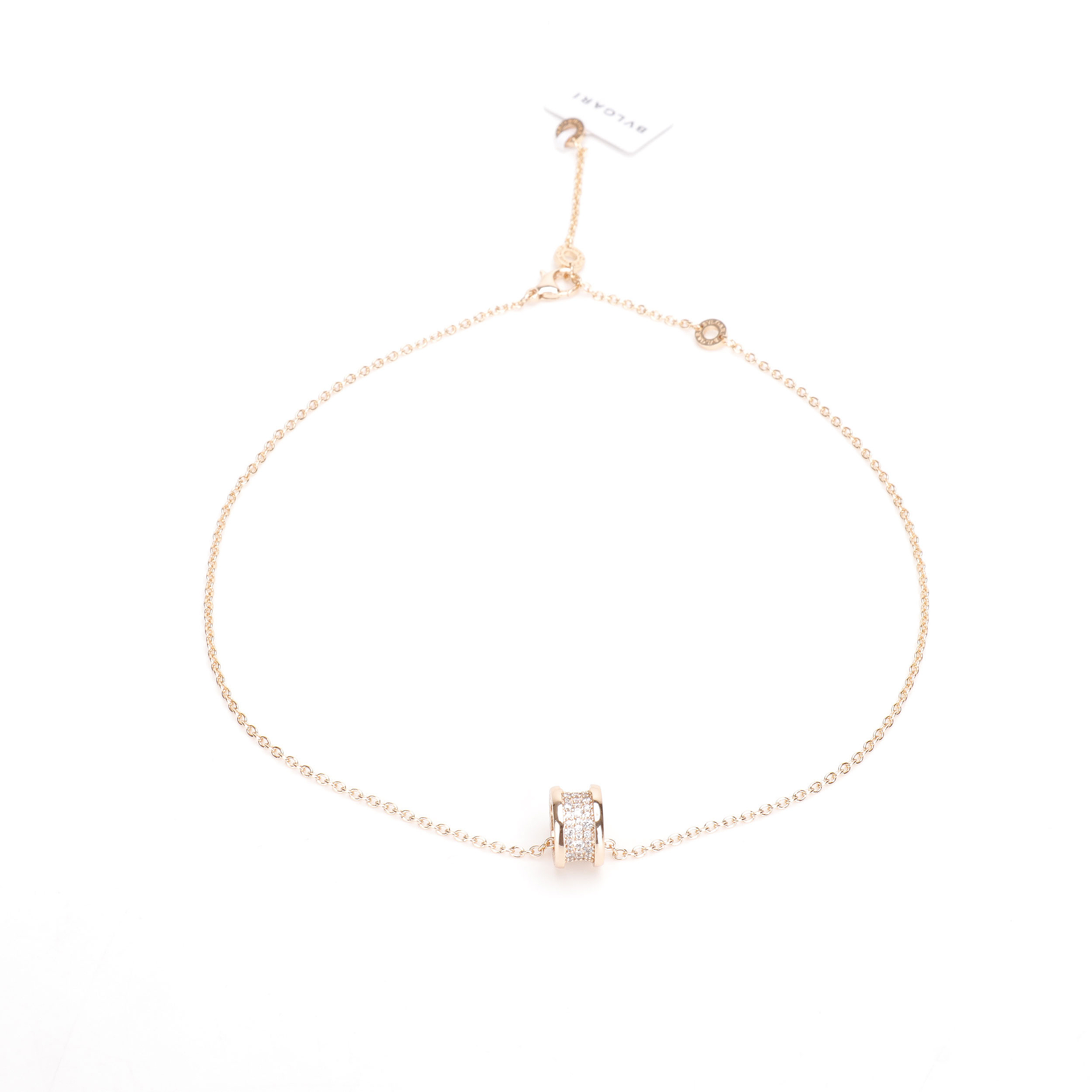 本地自取 BVLOARI宝格丽 小蛮腰玫瑰金满钻吊坠项链 18k镀金材质，明星们必备单品，国内一线五金厂代工，附全套包装，包装损坏扣除30元，谢谢谅解 Size：均码