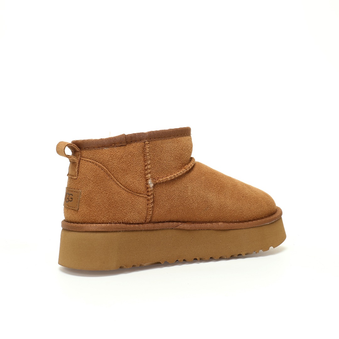 UGG W Classic Ultra Mini Platform Bovelty 新奇增强厚底版百搭厚底短靴“可乐深棕加绒”1116109-CHE