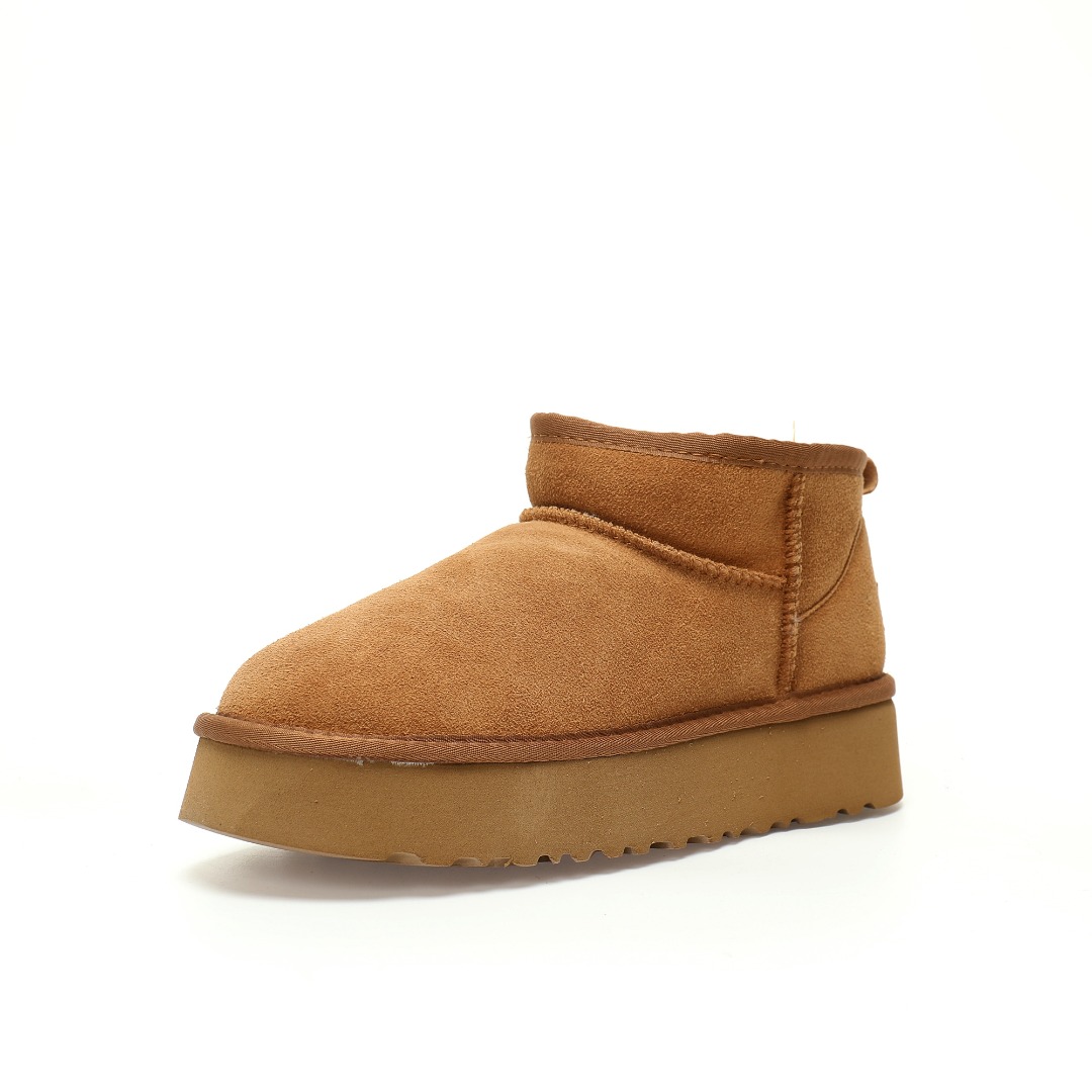 UGG W Classic Ultra Mini Platform Bovelty 新奇增强厚底版百搭厚底短靴“可乐深棕加绒”1116109-CHE
