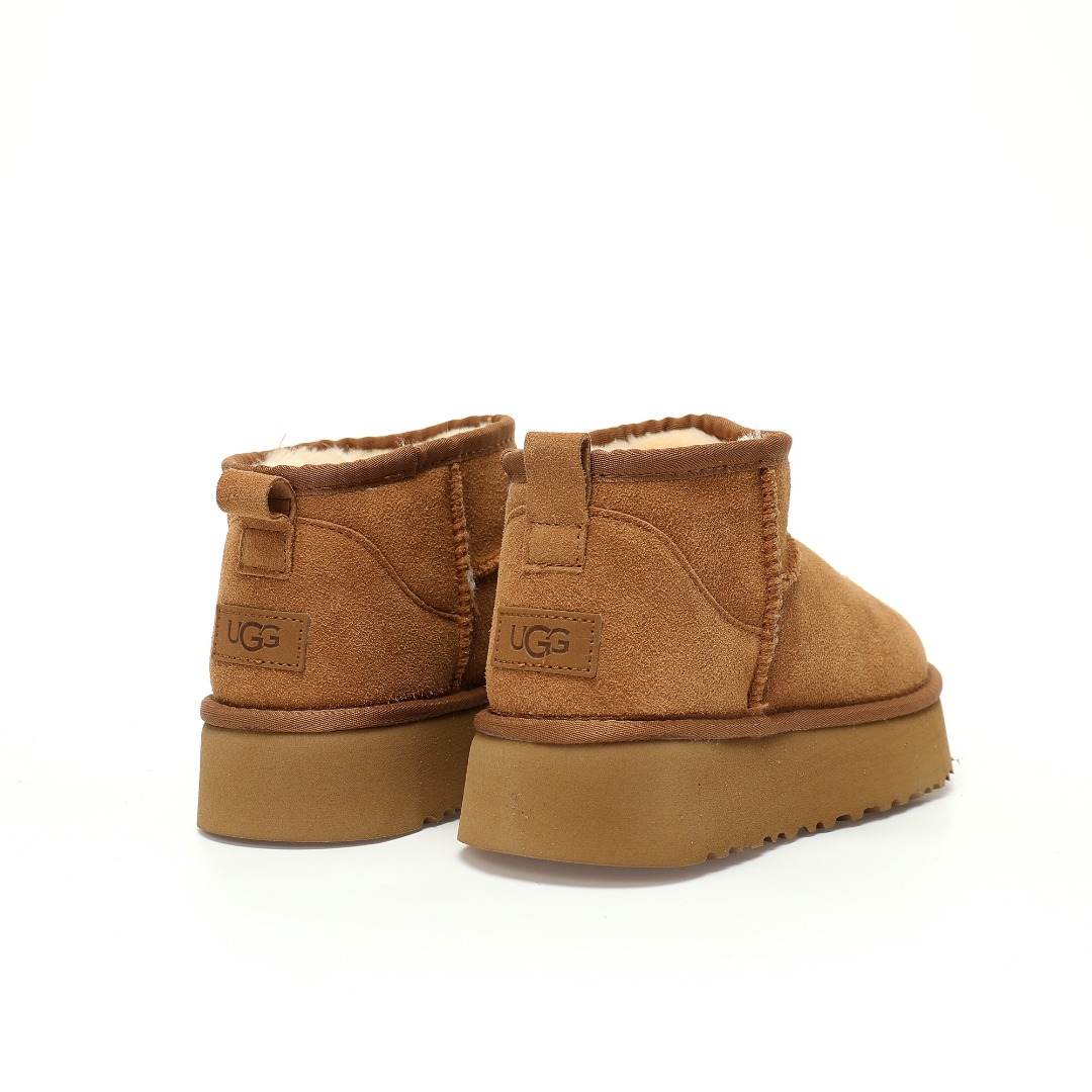 UGG W Classic Ultra Mini Platform Bovelty 新奇增强厚底版百搭厚底短靴“可乐深棕加绒”1116109-CHE