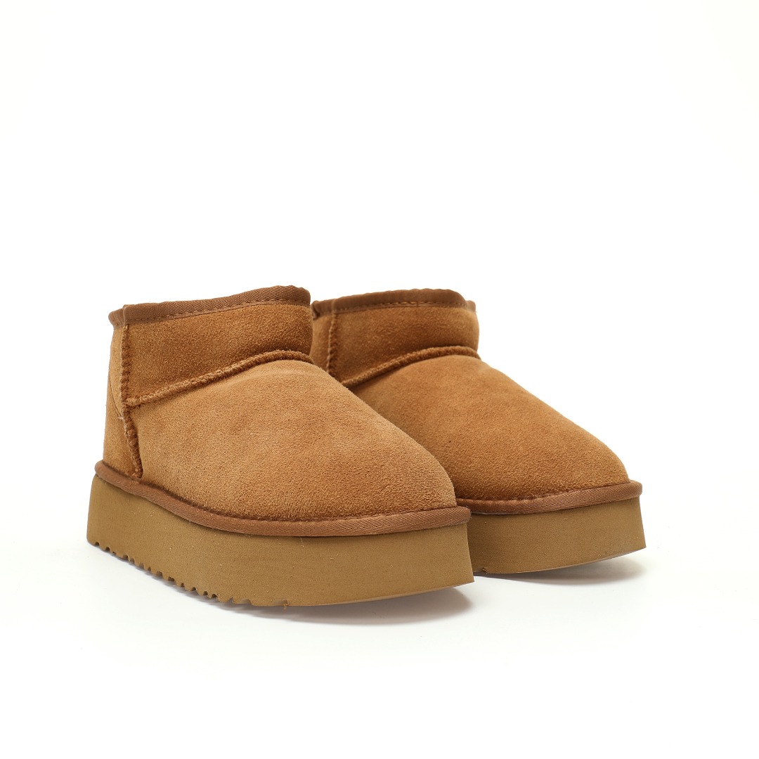 UGG W Classic Ultra Mini Platform Bovelty 新奇增强厚底版百搭厚底短靴“可乐深棕加绒”1116109-CHE