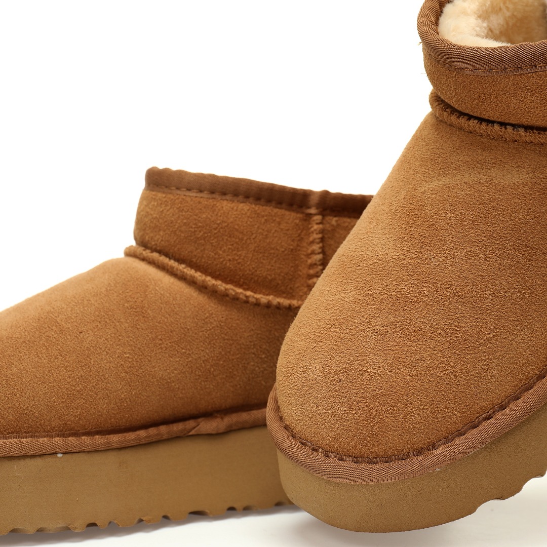 UGG W Classic Ultra Mini Platform Bovelty 新奇增强厚底版百搭厚底短靴“可乐深棕加绒”1116109-CHE
