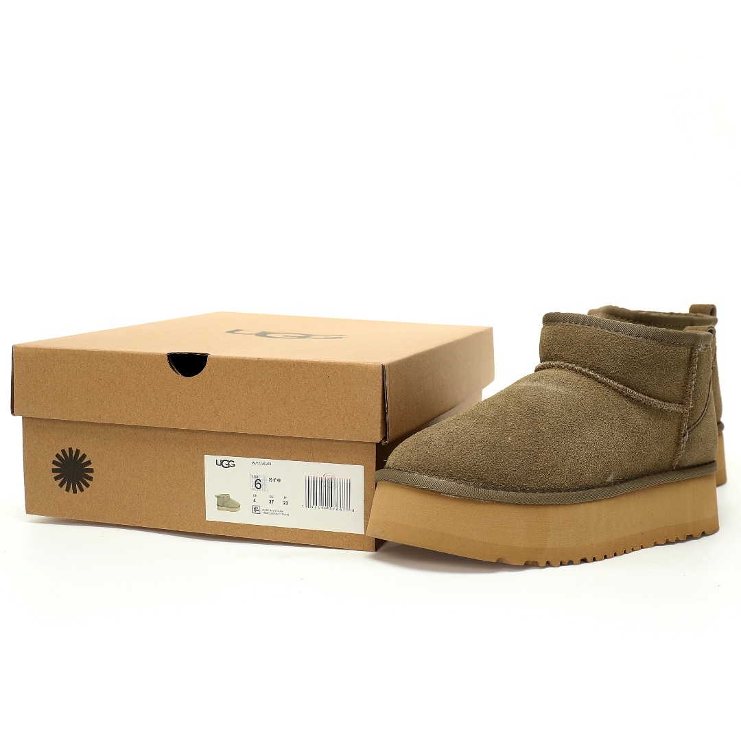 UGG W Classic Ultra Mini Platform Bovelty 新奇增强厚底版厚底短靴“羚羊棕加绒”1116109-MSG