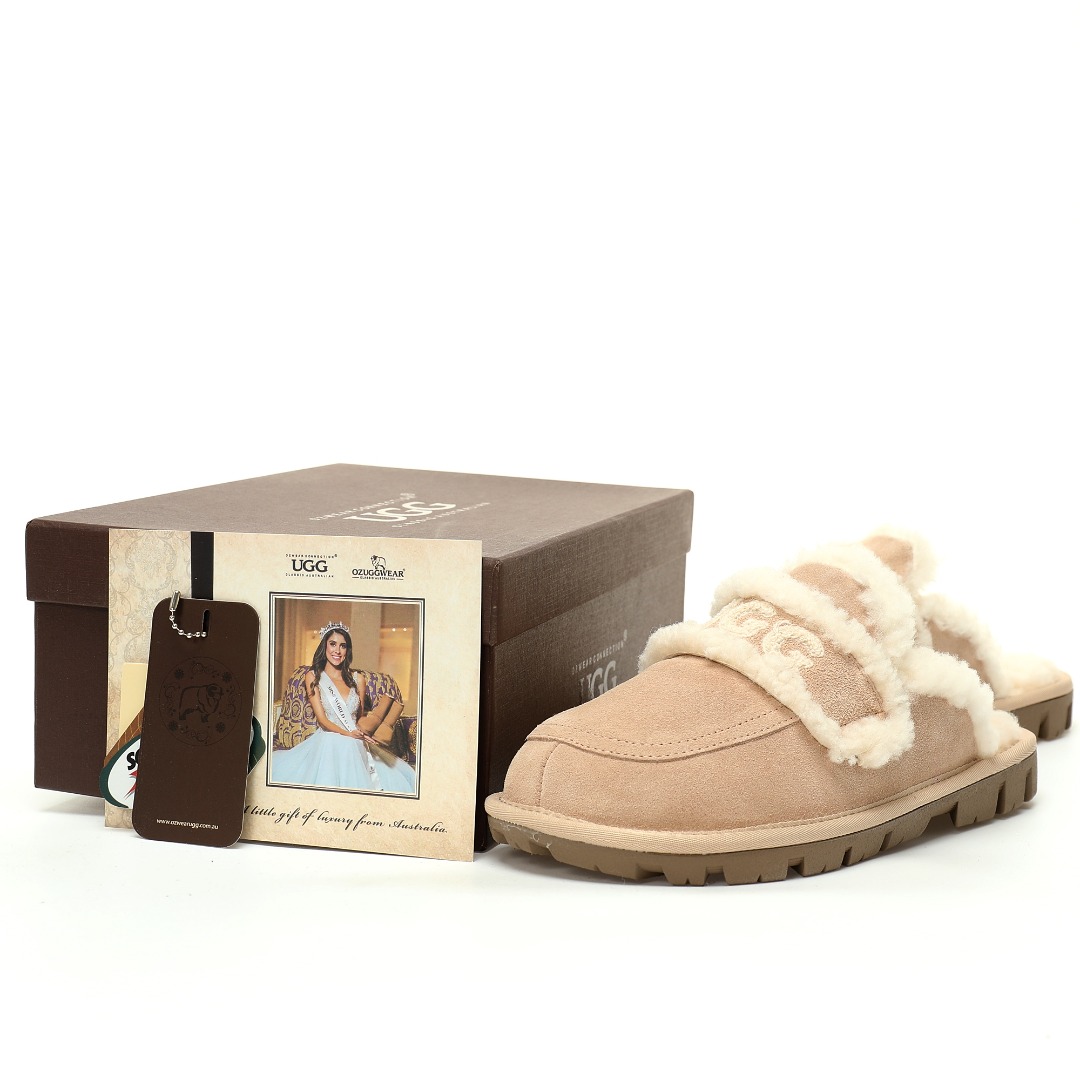 UGG W Classic Coquette Clog Slipper II 科凯特保暖露跟半拖鞋“浅沙灰加绒”OB938/SAND