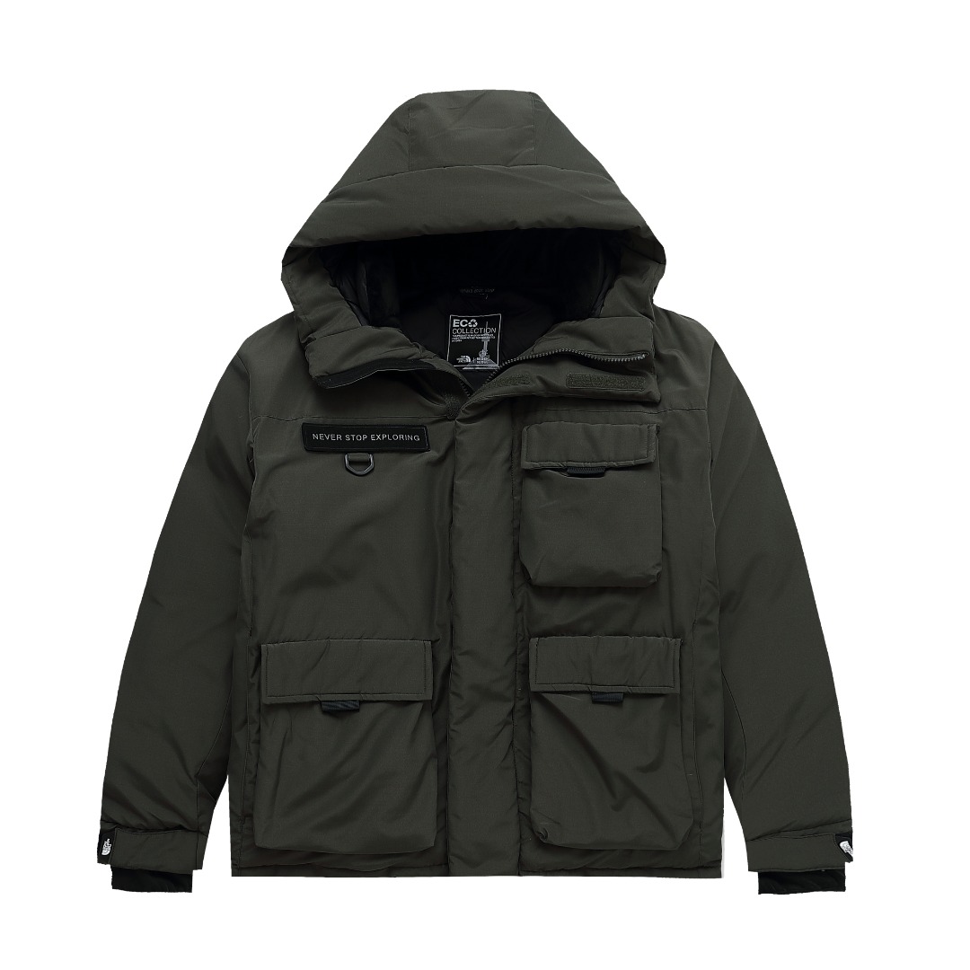 Versión premium. The North Face | Chaqueta de plumas con capucha, impermeable, de trabajo, con múltiples bolsillos. La …