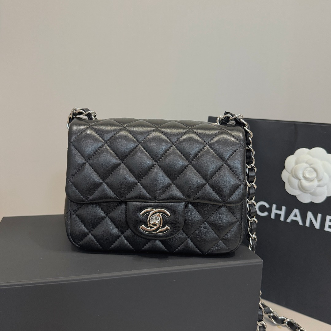 Chanel Classic Flap Bag Crossbody & Shoulder Bags Online From China Designer
 Black Silver Hardware Sheepskin