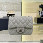 Chanel Classic Flap Bag Crossbody & Shoulder Bags Grey Silver Hardware Sheepskin