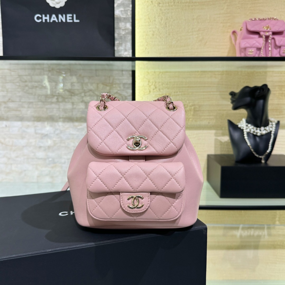 Chanel Duma Bags Backpack Pink Cowhide Fetal