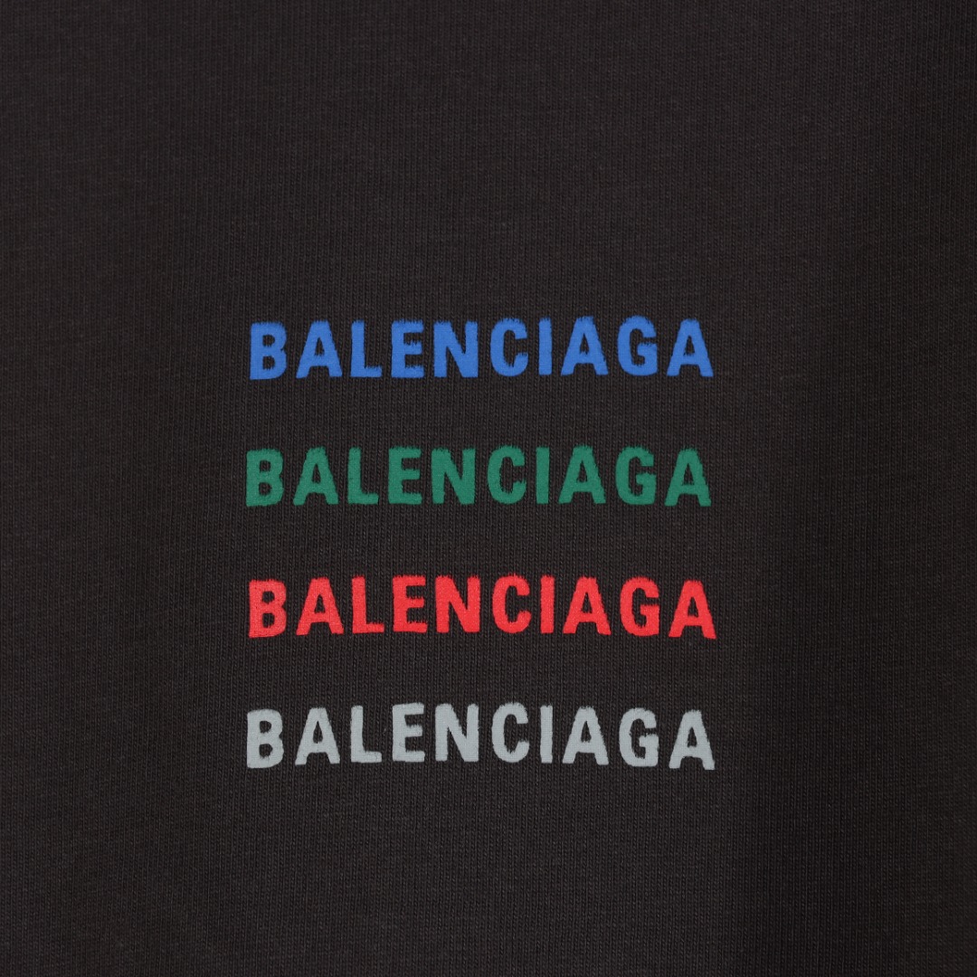 BALENCIAGA/巴黎世家BLCG 四行彩色字母短袖T恤