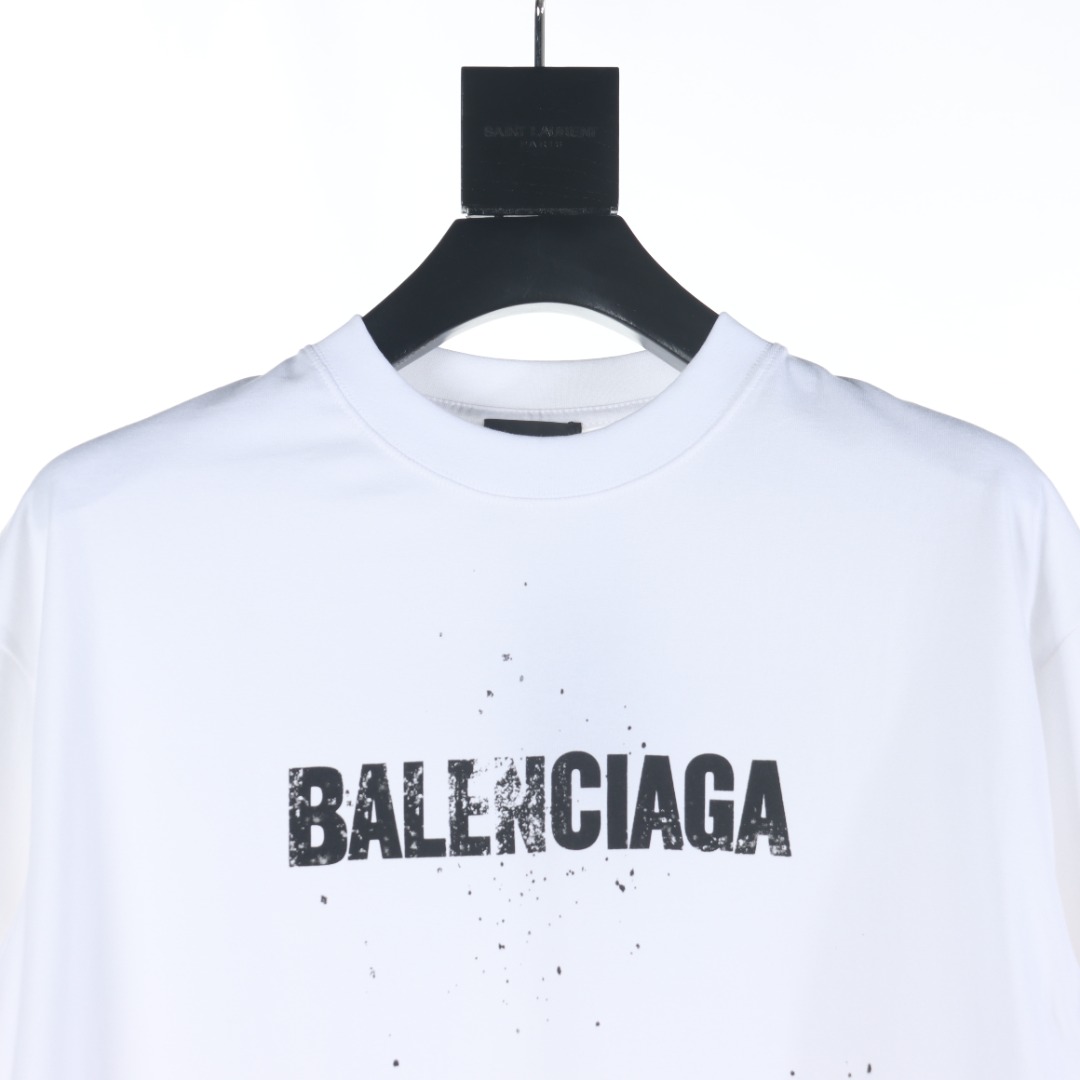 BALENCIAGA/巴黎世家BLCG 斑驳字母泼墨印花短袖T恤