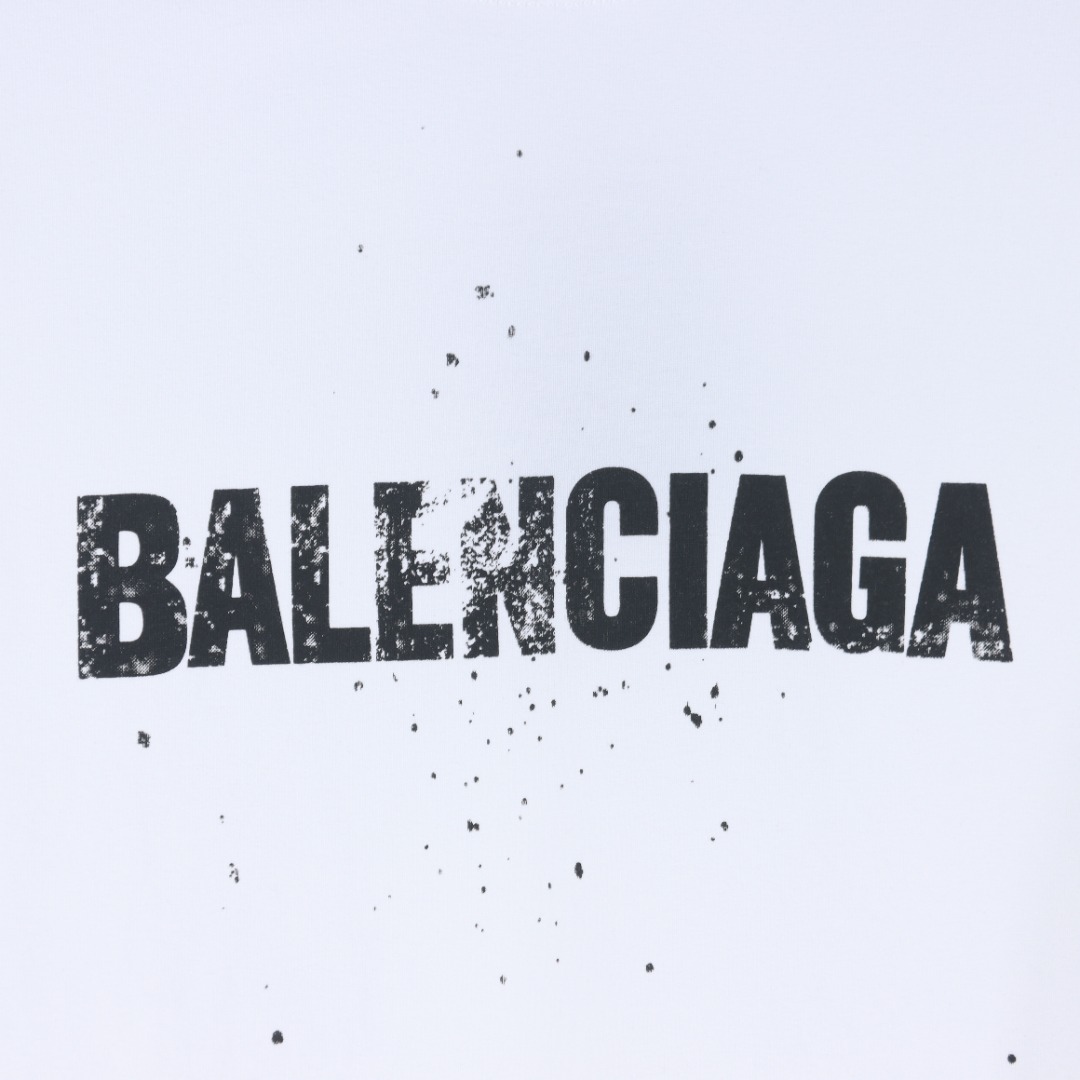 BALENCIAGA/巴黎世家BLCG 斑驳字母泼墨印花短袖T恤