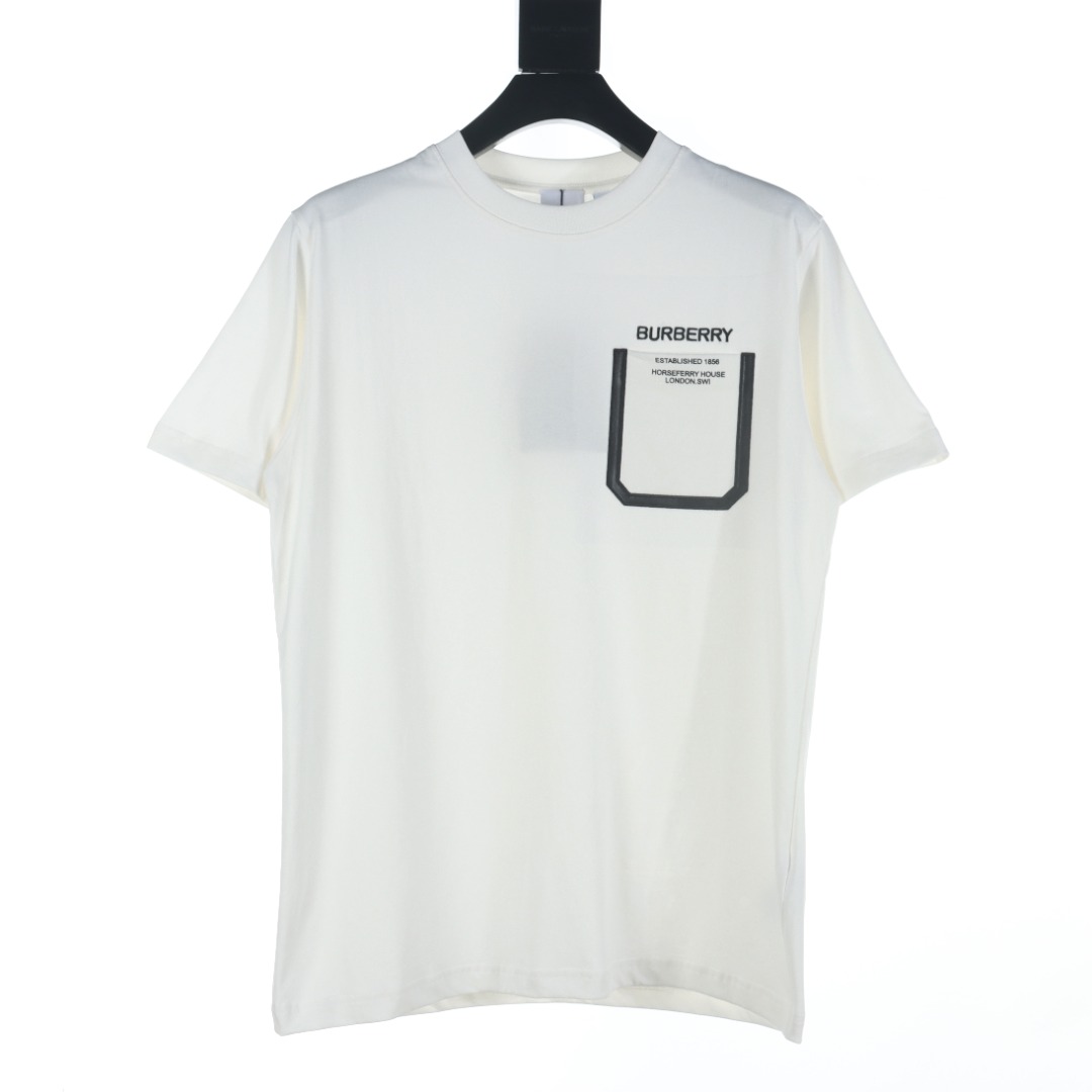 Burberry Abbigliamento T-Shirt Nero Bianco Ricamo Cotone Maniche corte