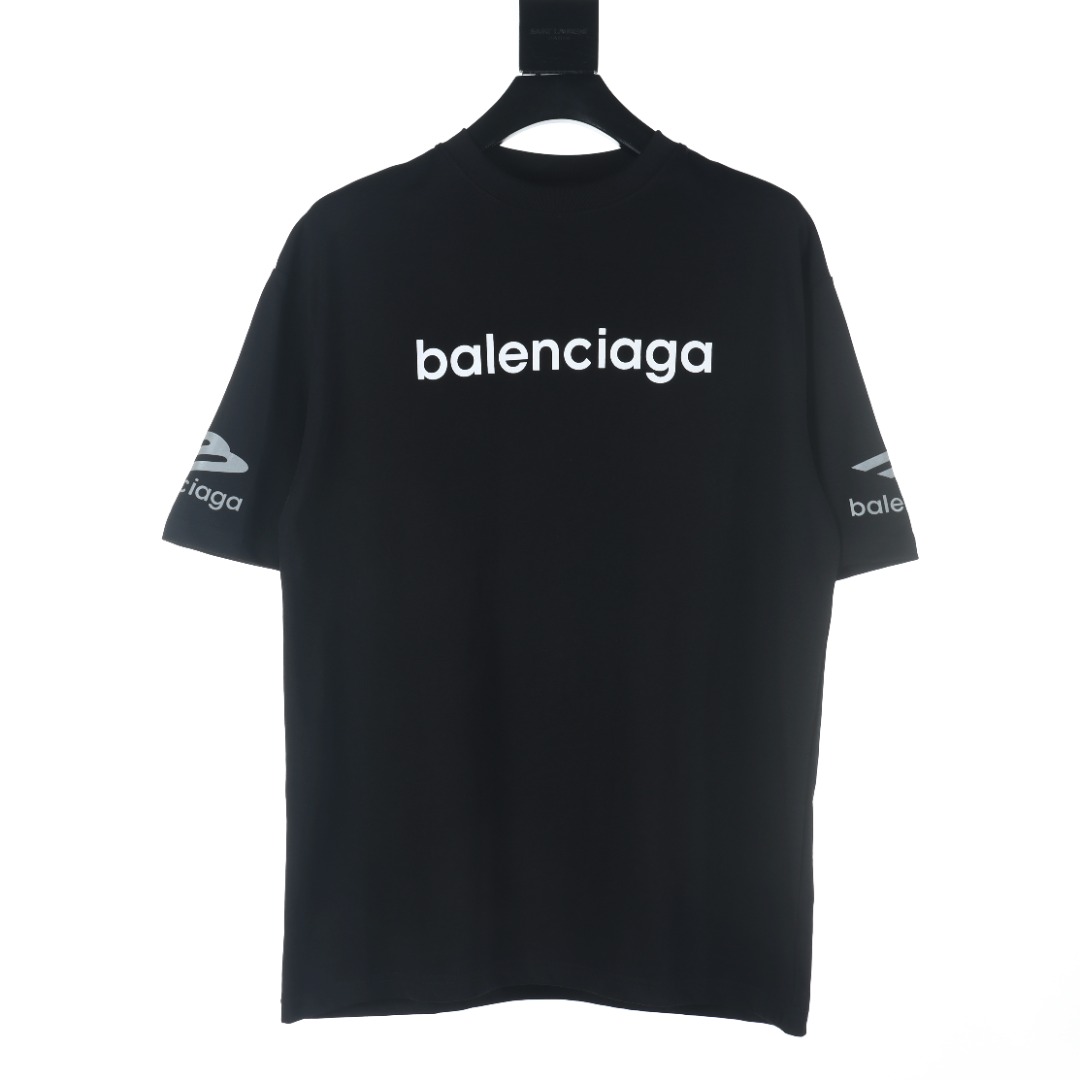 Balenciaga Odzież T-Shirt Wyprzedaże online
 Czarny Biały Drukowanie Unisex Bawełna Krótki rękaw