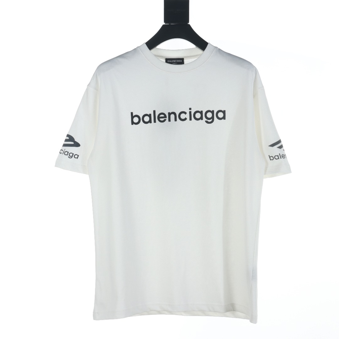 Falso AAA+
 Balenciaga Abbigliamento T-Shirt Nero Bianco Stampa Unisex Cotone Maniche corte