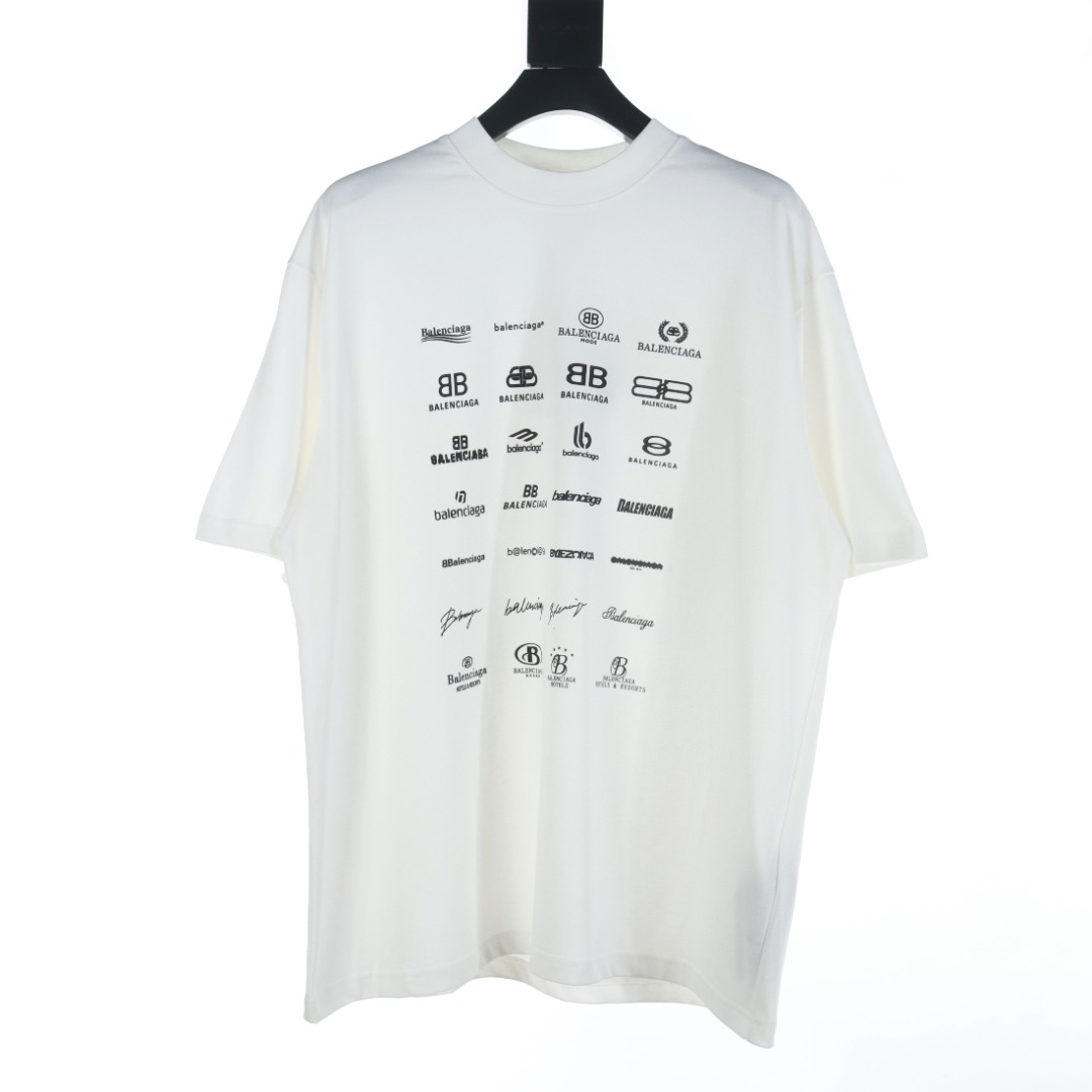 Balenciaga Abbigliamento T-Shirt Nero Bianco Stampa Unisex Maniche corte