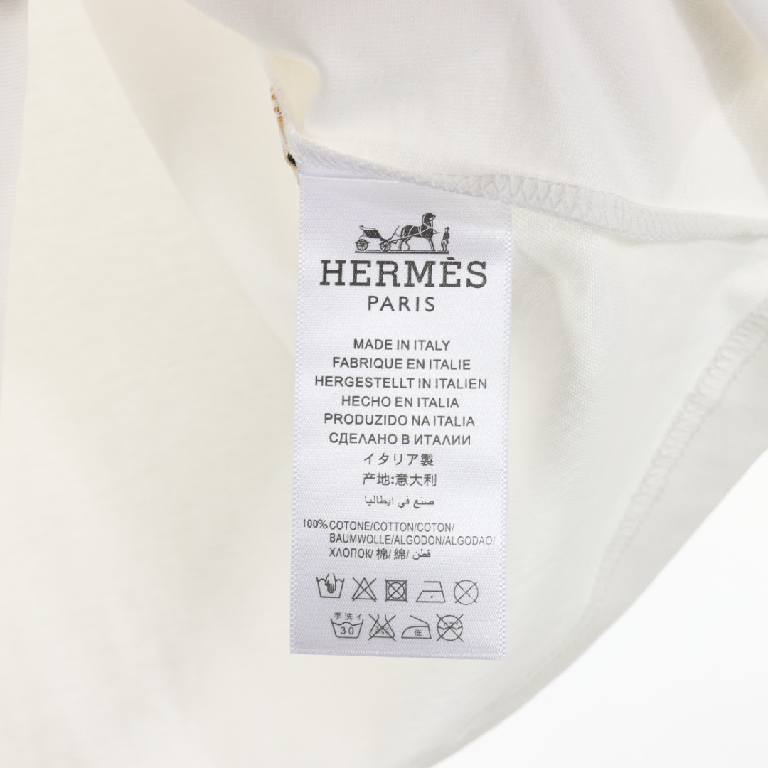 HERMES/爱玛仕 贴皮假囗袋狮子印花短袖T恤