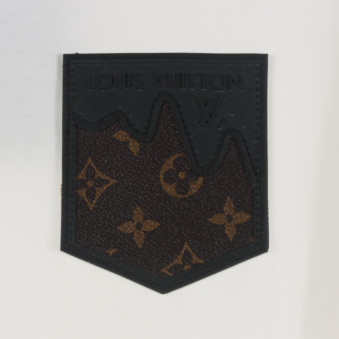 LOUIS VUITTON/路易威登LV 领口字母刺绣老花假囗袋短袖T恤