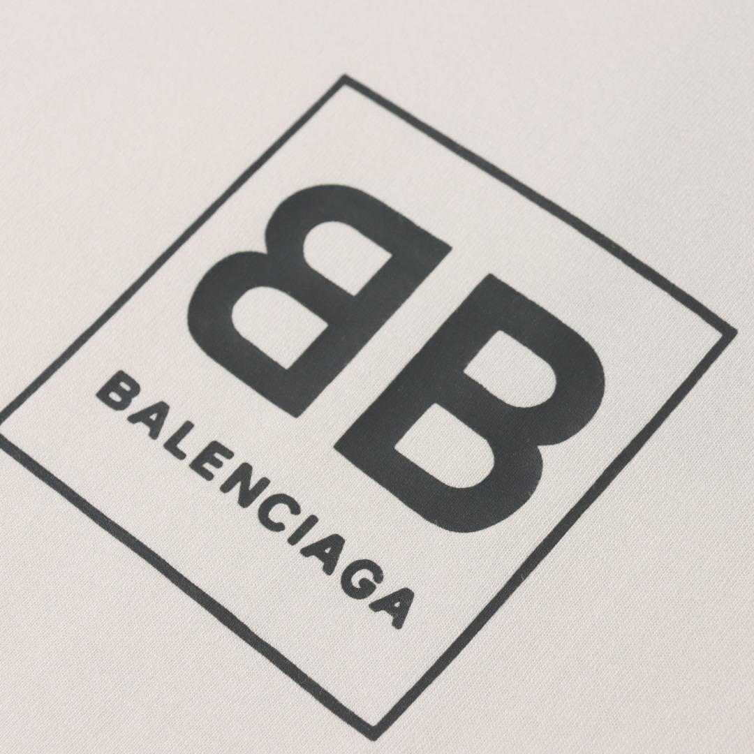 BALENCIAGA/巴黎世家BLCG 方块双B锁扣印花短袖T恤