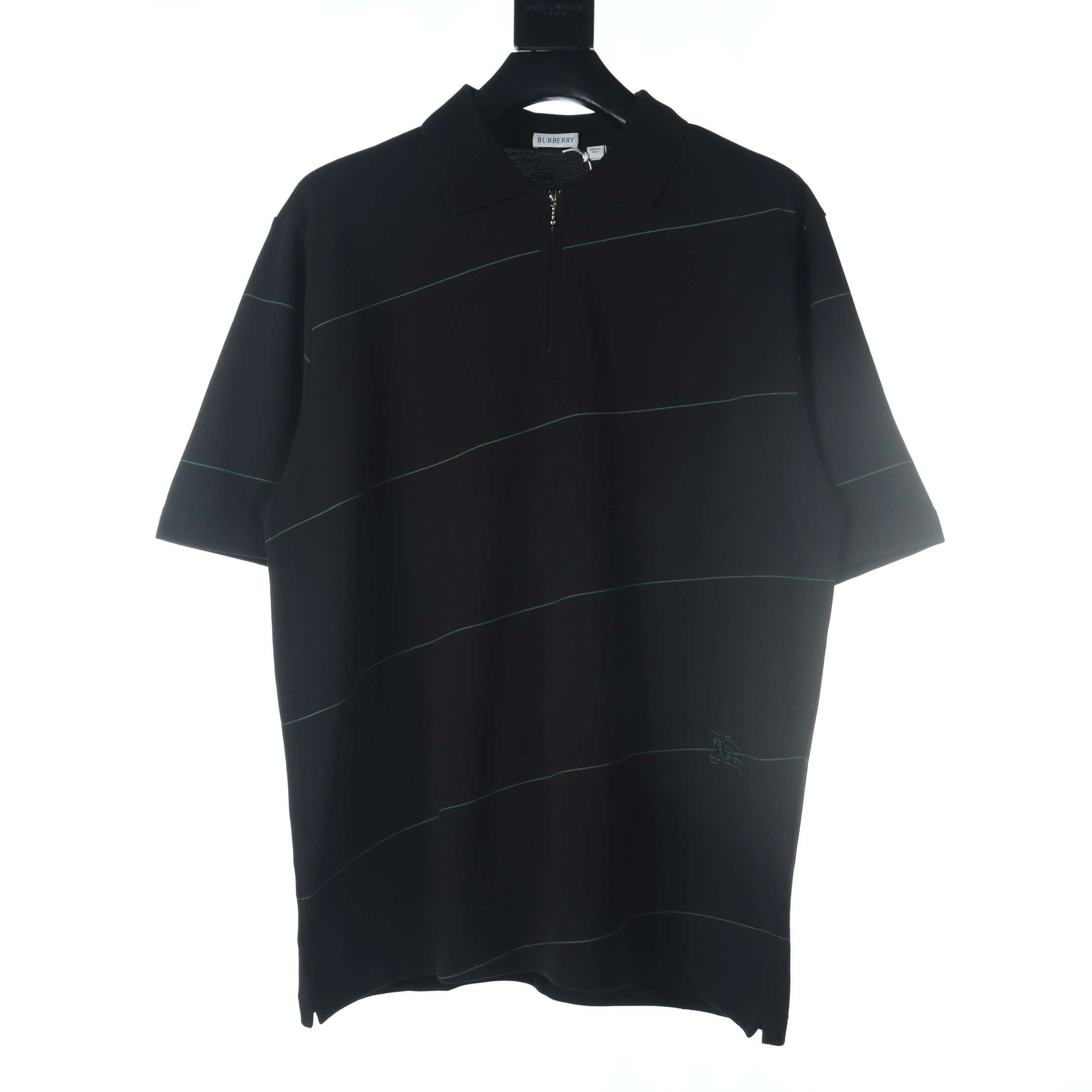 Burberry Burberry巴宝莉BBR 战马绣花半拉链横条短袖POLO衫