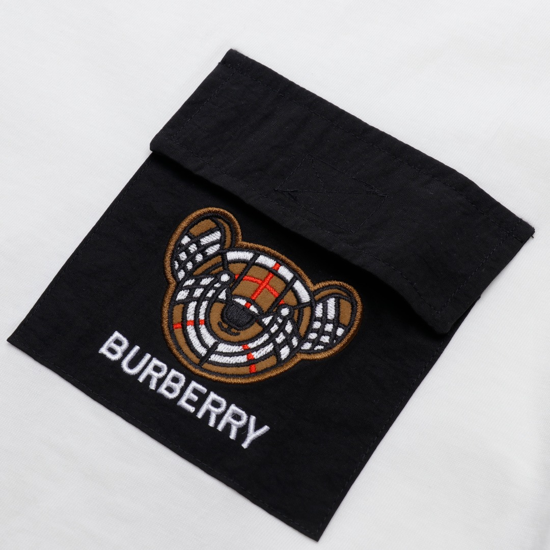 BURBERRY/巴宝莉BBR 口袋小熊字母刺绣短袖T恤