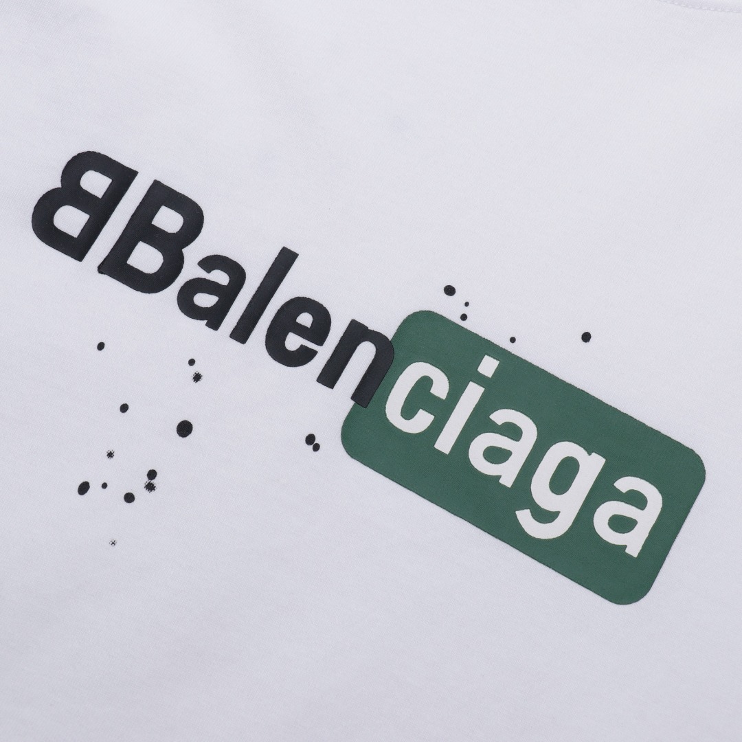 BALENCIAGA/巴黎世家BLCG 泼墨风方块印花短袖T恤