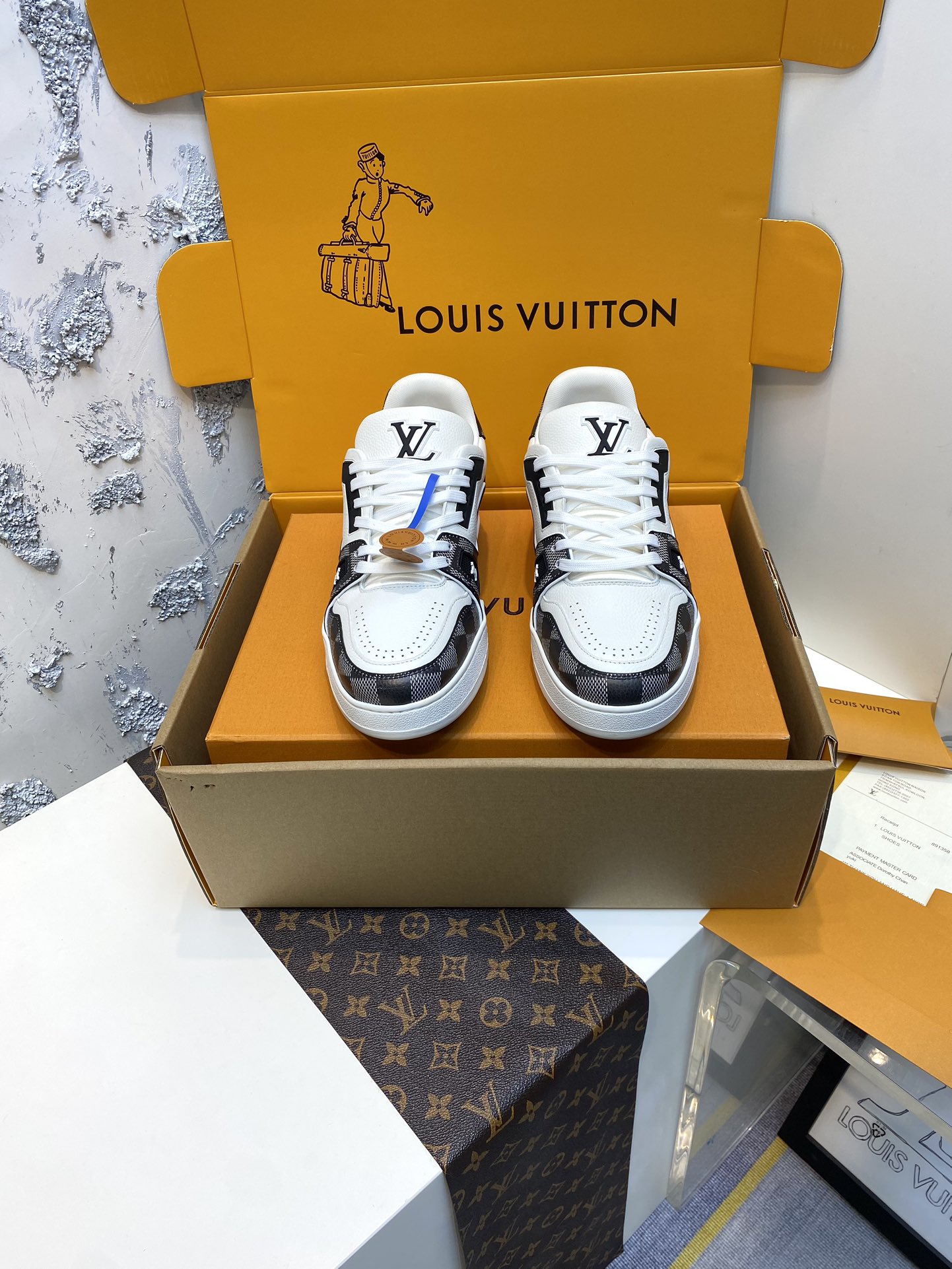 Louis Vuitton Vendita
 Scarpe da Skate Sneaker Modello Lychee Unisex Uomini Pelle bovina TPU Casual