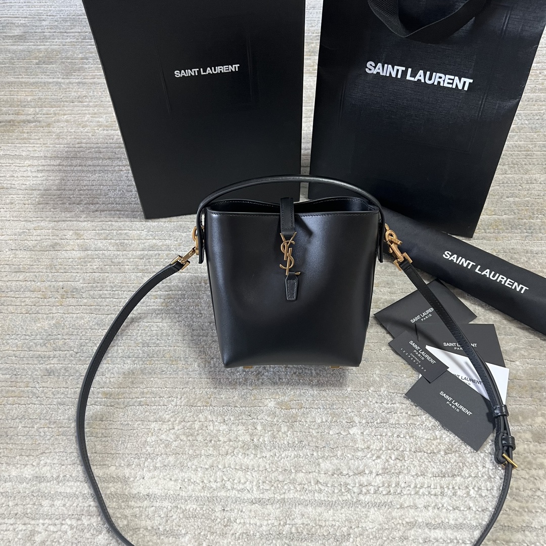 Replcia a buon mercato
 Yves Saint Laurent Borse a Secchiello Nero Pelle bovina Collezione estiva Fashion Mini