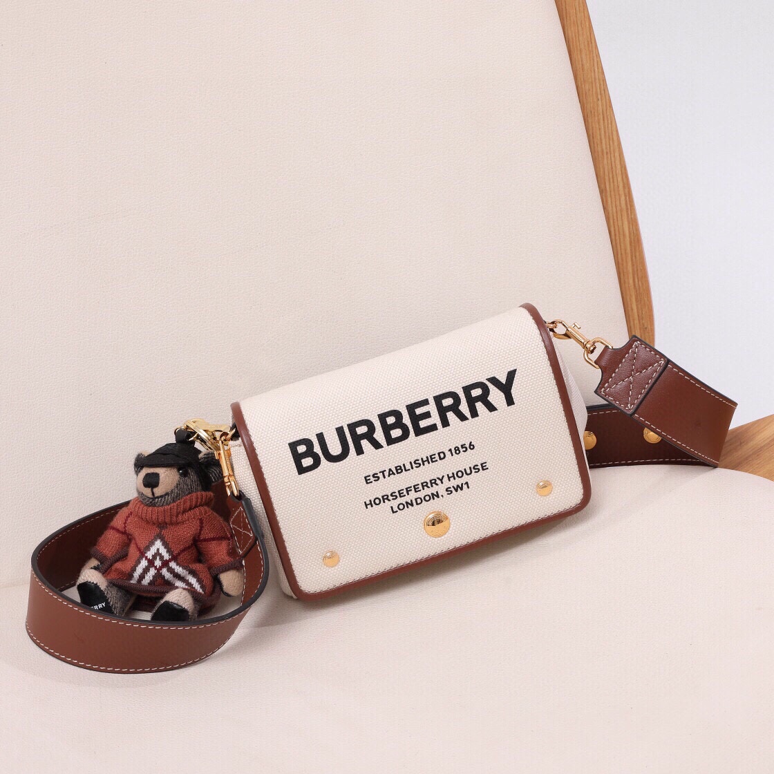 Burberry Borse per Fotocamera Marrone Tela Collezione estiva