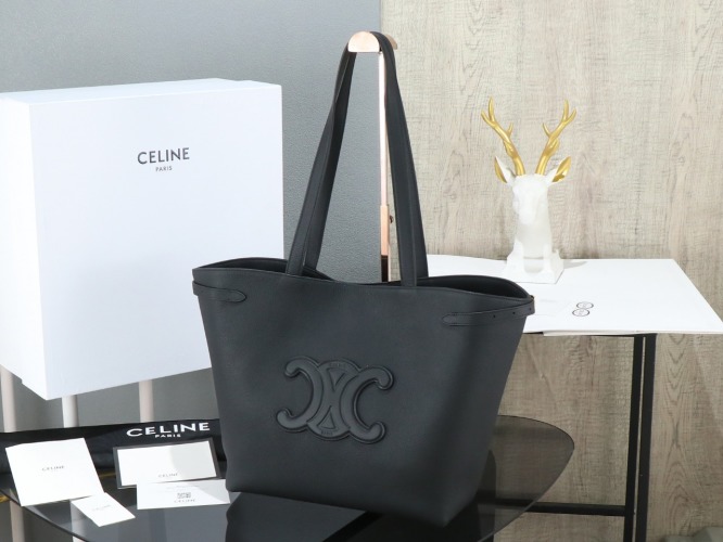 Celine Cabas Anaïs Grained Calfskin Leather Tote Bag - Black 1 Celine Cabas Anaïs Grained Calfskin Leather Tote Bag - Black