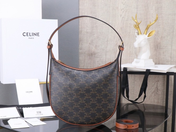 Celine Heloise Triomphe Small Handbag in Signature Print Leather 1 Celine Heloise Triomphe Small Handbag in Signature Print Leather