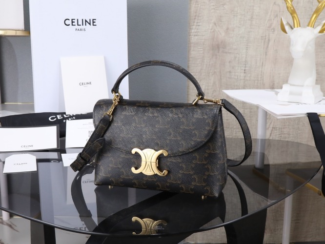 Celine Bag: Triomphe in Signature Print, Calfskin & Lambskin, Gold Finish 1 Celine Bag: Triomphe in Signature Print, Calfskin & Lambskin, Gold Finish