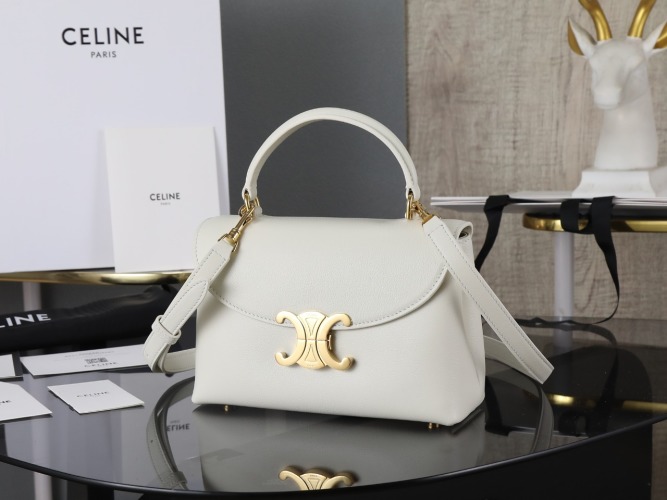 Celine 118113 Women's Handbag in White Leather with Gold-Tone Hardware 1 Celine 118113 Women's Handbag in White Leather with Gold-Tone Hardware