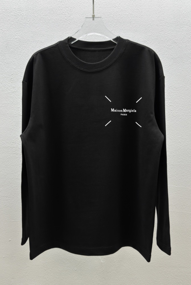 Maison Margiela Ropa Camiseta Negro Blanco Impresión Manga larga